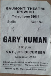 Gary Numan Ipswich Ticket 1984